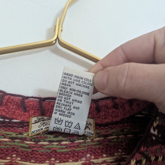 Vintage Heirloom‎ Collectibles Medium Pink and Cream Fair Isle Cardigan Sweater - Picture 4 of 9